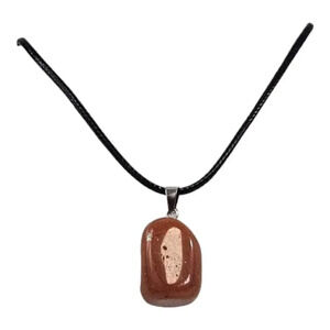 Red Jasper Natural Stone Cube Necklace with 18in Black Chain SN30